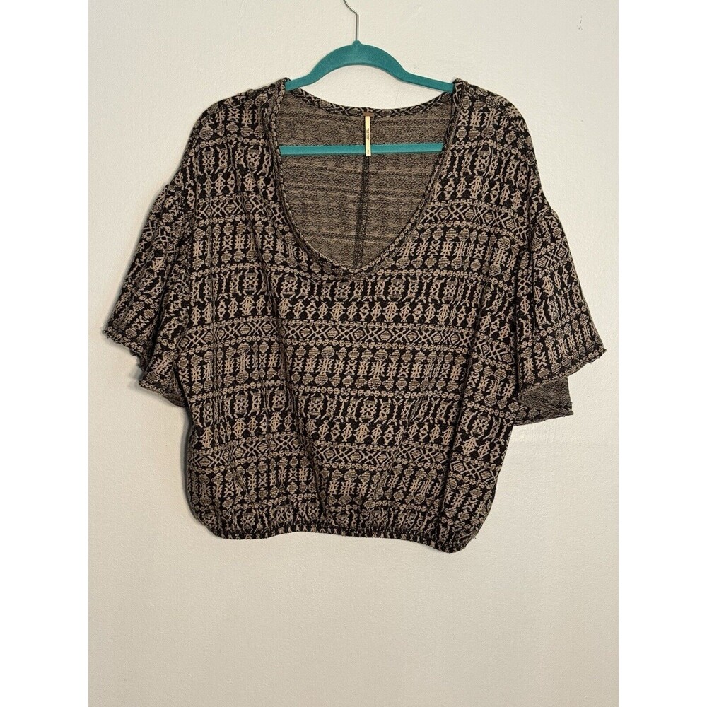 Free People Full Bloom Shirt Cottagecore Peasant‎ Oversized Knit Top Sz S